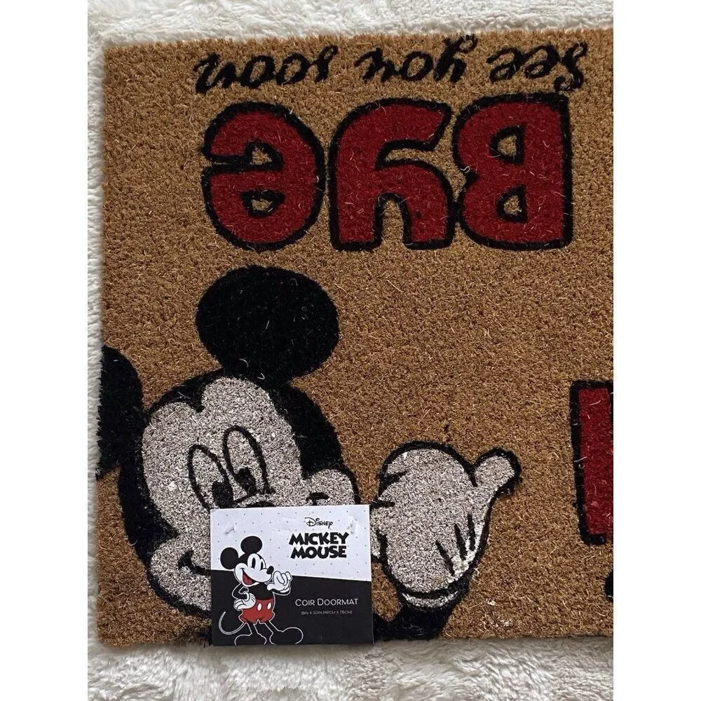Disney‎ Mickey Minnie Mouse Coir Door Mat 18x30” Outdoor Rug WELCOME  Hello Bye
